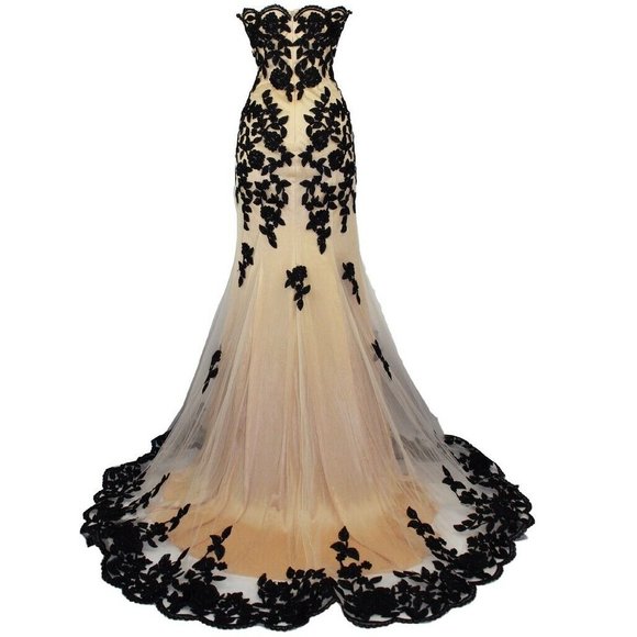 New MILITARY BALL Sweetheart black rhinestone Embroidery Lace Evening prom dress - Picture 5 of 7